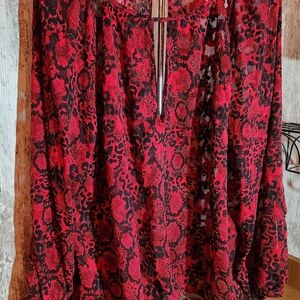 Red and Black Animal Print Blouse 18/20 Lane Bryant